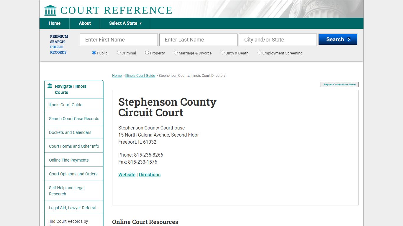 Stephenson County Circuit Court - Court Records Directory